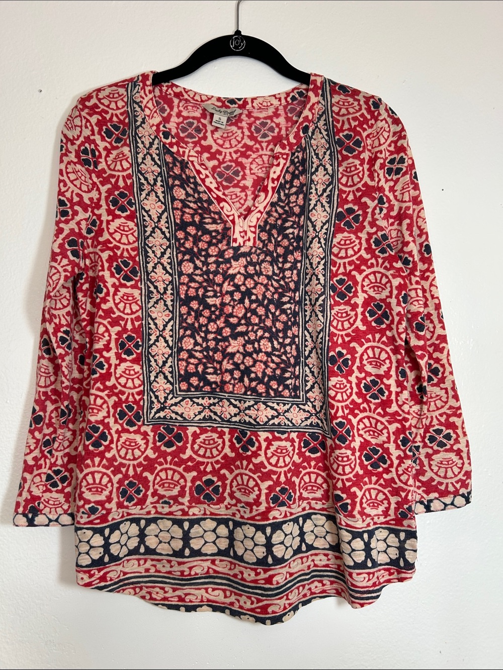 Lucky Brand Red & Navy Printed Women's Tunic Top